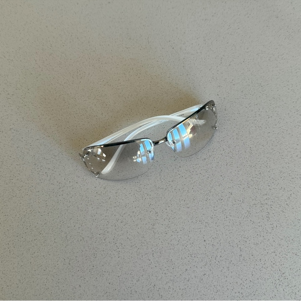 Y2K Style Diamond Studded White Sunglasses
